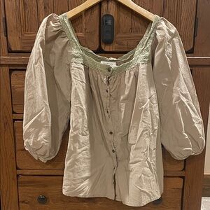 Neuflora Women's Beige Puff Sleeve Top